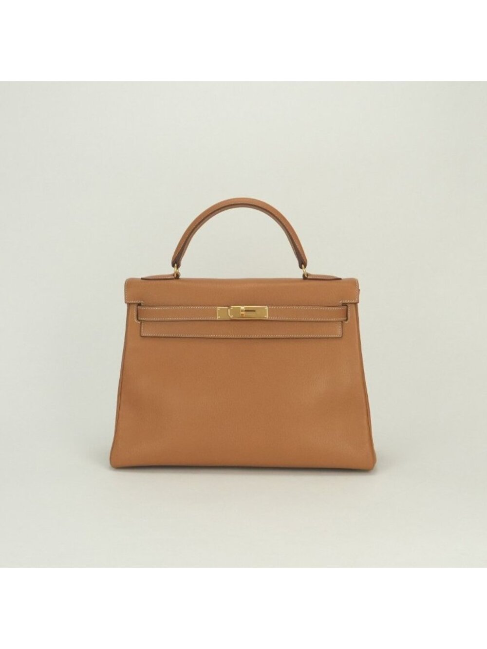 Hermes Kelly 32 Tote Shoulder Bag Ardennes Natural Brown Gold 2-Way